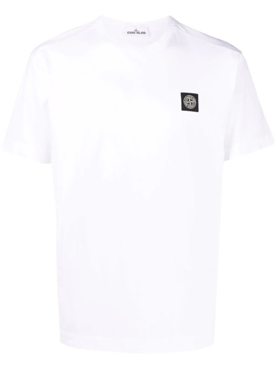 Stone Island Cotton Compass Logo T-shirt In White