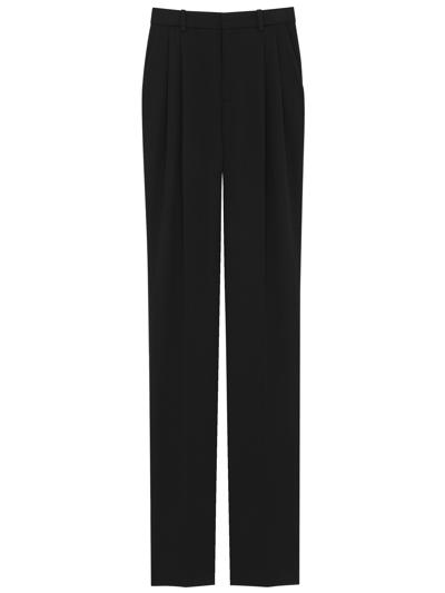 Saint Laurent Grain De Poudre Trousers In Black