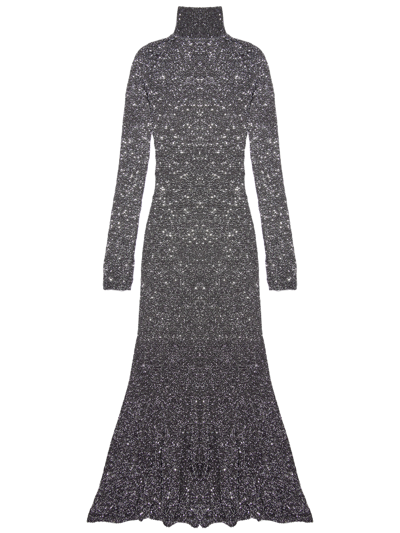 Balenciaga Sequin Knit Maxi Dress In Black