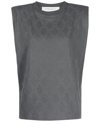 Golden Goose Sleeveless T-shirt With Diamond Pattern And Subtle Embellishments In Grey