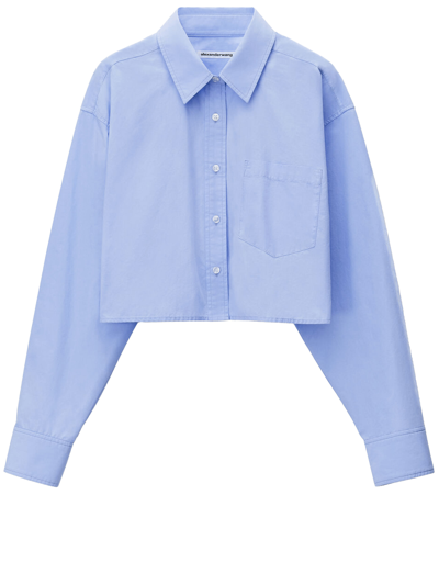 Alexander Wang Cropped Shirt With Halo Print In Light Blue
