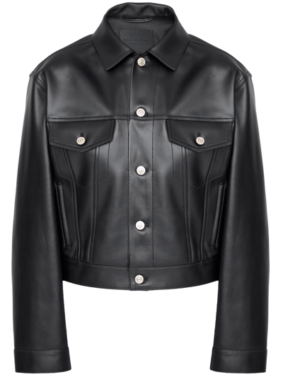 Balenciaga Small Fit Leather Jacket In Black