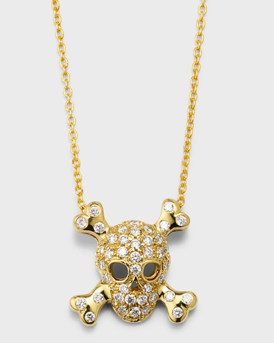 Roberto Coin 18k Yellow Gold Diamond Skull Necklace