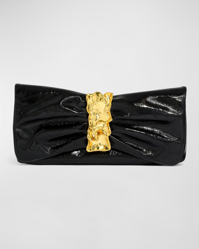 Alexis Bittar Ruched Metal Convertible Shoulder Bag In Black/gold