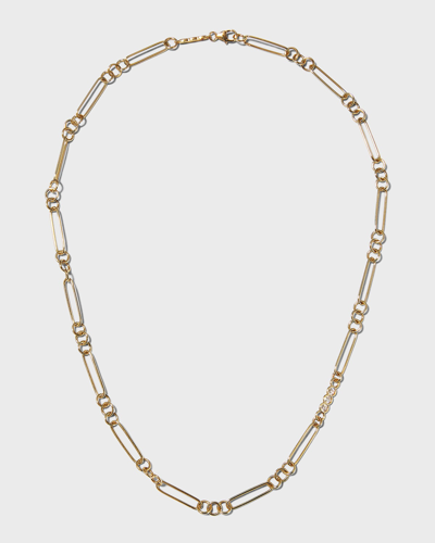 Roberto Coin Yellow Gold Oval-link Chain Necklace With Diamond Section