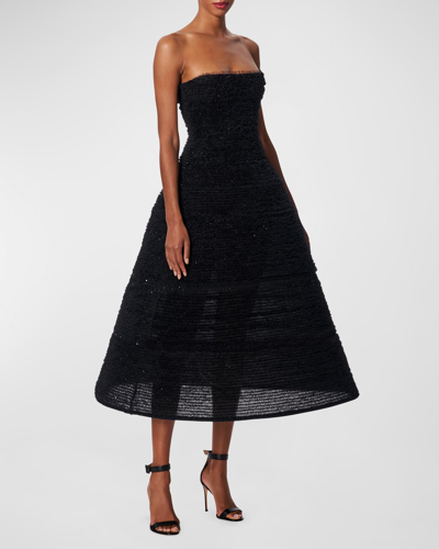 Carolina Herrera Embellished Tulle Strapless Fit-&-flare Dress In Black