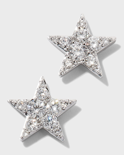 Memoire White Gold Luna Pave Diamond Star Earrings In Metallic