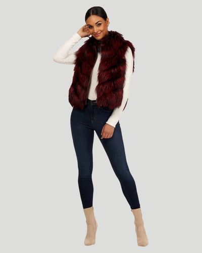 Gorski Reversible Silver Fox Fur And Down Vest In Red