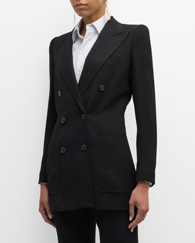 Dries Van Noten Womens Black Double-breasted Notched-lapel Woven Blazer