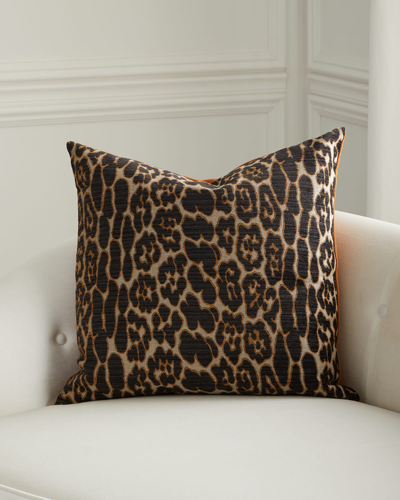 D.v. Kap Home Ellina Espresso Leopard-pattern Pillow, 24" Square In Animal Print