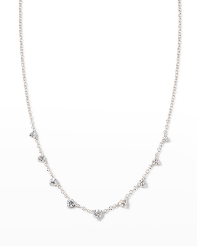 Memoire White Gold Round 9-diamond Necklace, 18"l In 10 White Gold