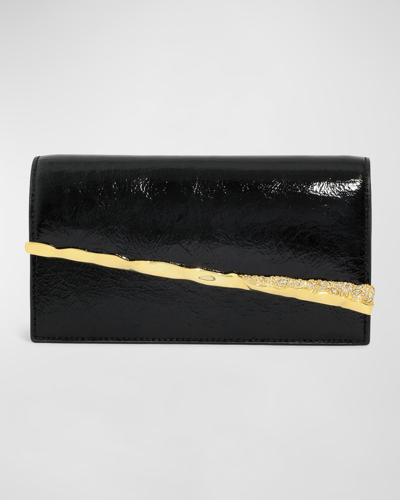Alexis Bittar Angular Convertible Patent Crossbody Bag In Black