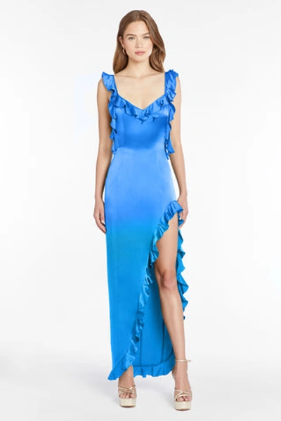 Amanda Uprichard Sonnet Silk Gown In Blue Jay