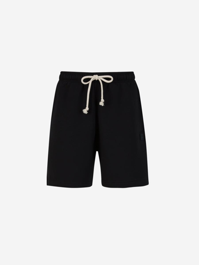 Acne Studios Logo Cotton Bermuda Shorts In Negre