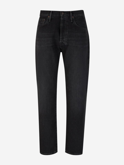 Acne Studios Straight Cotton Jeans In Negre