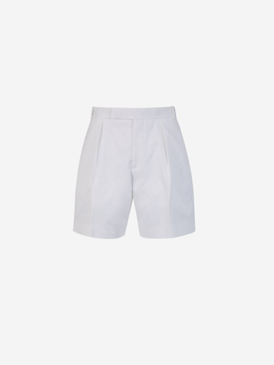 Alexander Mcqueen Cotton Formal Bermuda Shorts In Blanc