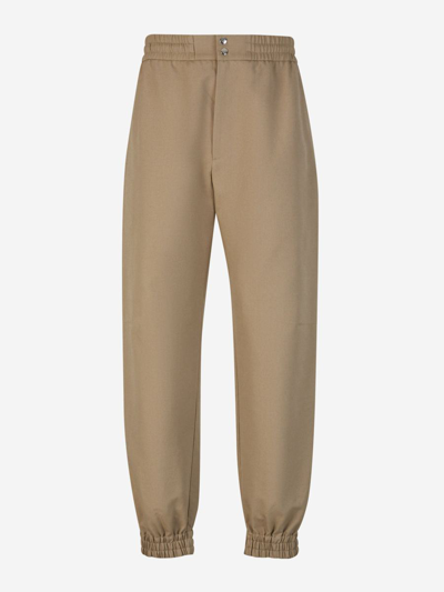 Alexander Mcqueen Cotton Jogger Trousers In Taupe