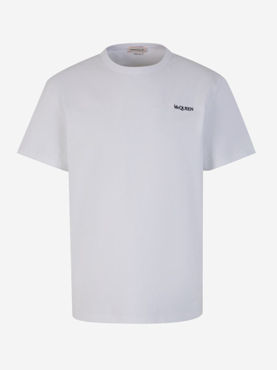 Alexander Mcqueen Cotton Logo T-shirt In Blanc