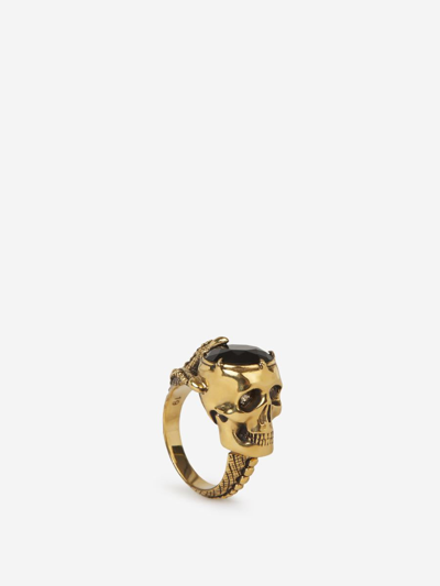 Alexander Mcqueen Crystal Skull Ring In Daurat