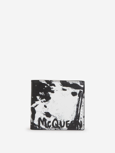 Alexander Mcqueen Leather Printed Wallet In Negre