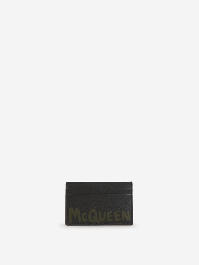 Alexander Mcqueen Logo Leather Cardholder In Negre
