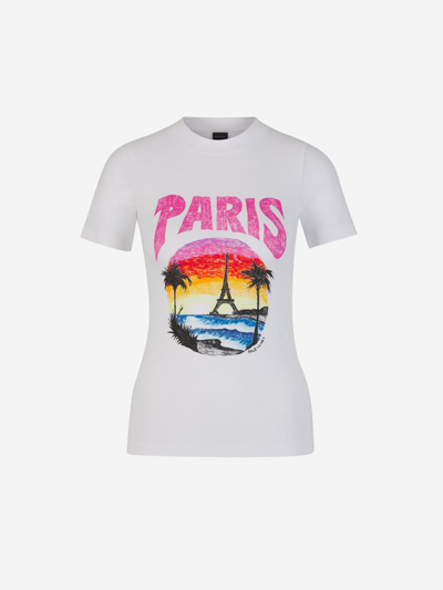 Balenciaga Paris Print T-shirt In Blanc