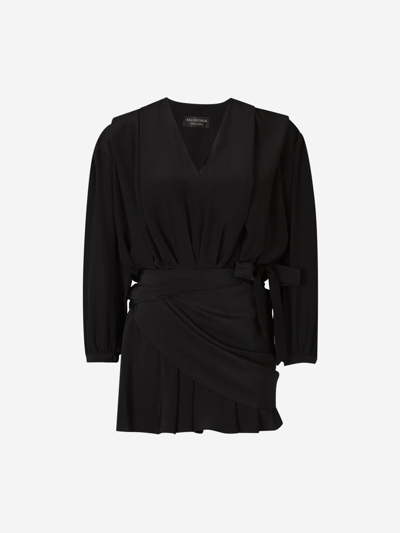 Balenciaga Silk Mini Dress In Negre