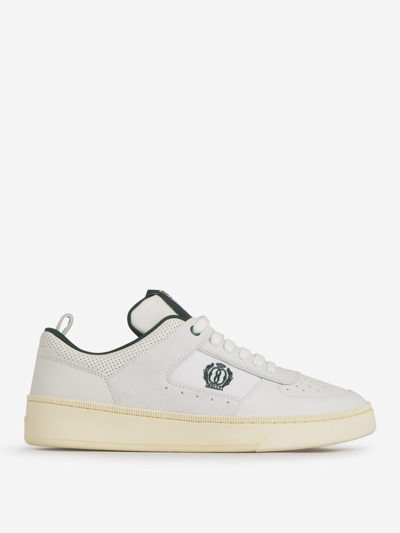 Bally Logo Leather Sneakers In Gris Clar