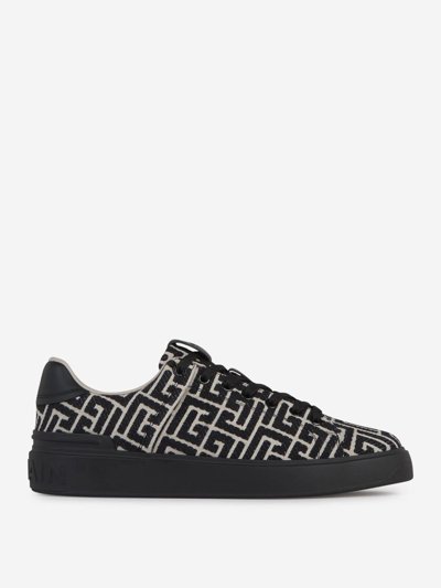 Balmain B-court Monogram Low Top Sneaker In Black