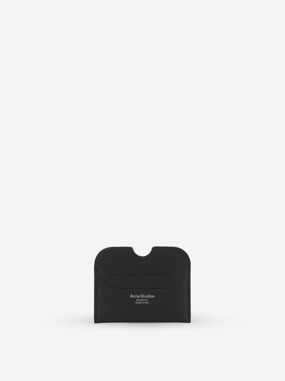 Acne Studios Leather Logo Card Holder In Negre