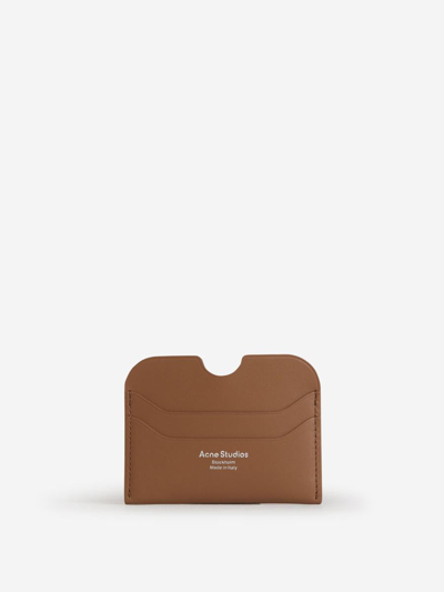 Acne Studios Leather Credit Card Case In Camel