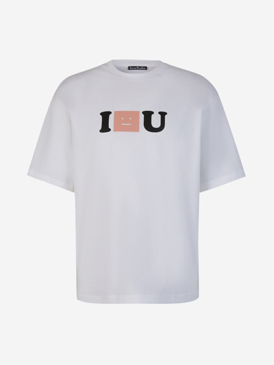 Acne Studios Logo Cotton T-shirt In Blanc