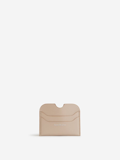 Acne Studios Logo Leather Card Holder In Taupe