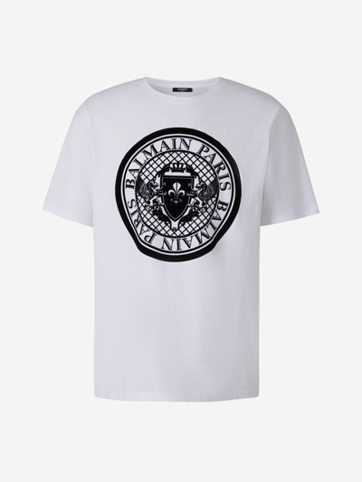 Balmain Embossed Logo T-shirt In Blanc