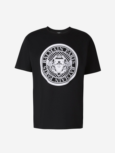 Balmain Embossed Logo T-shirt In Negre