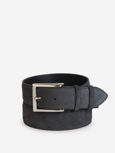 Bontoni Suede Leather Belt In Gris Fosc