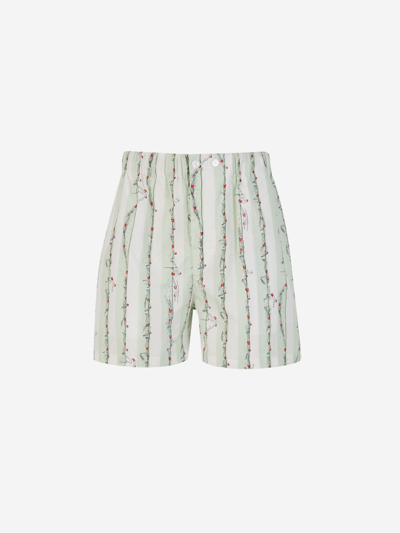 Bottega Veneta Straight-leg Printed Cotton Shorts In Neutrals