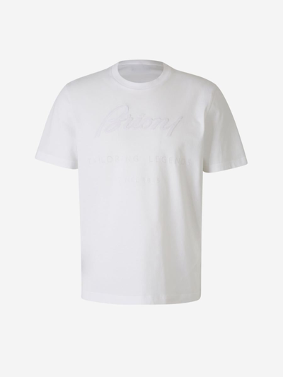 Brioni Embossed Logo T-shirt In Blanc