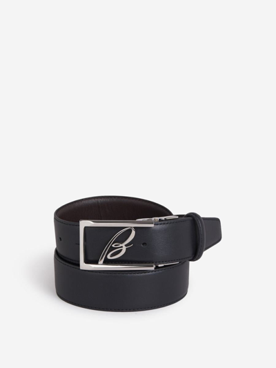 Brioni Leather Logo Belt In Banús