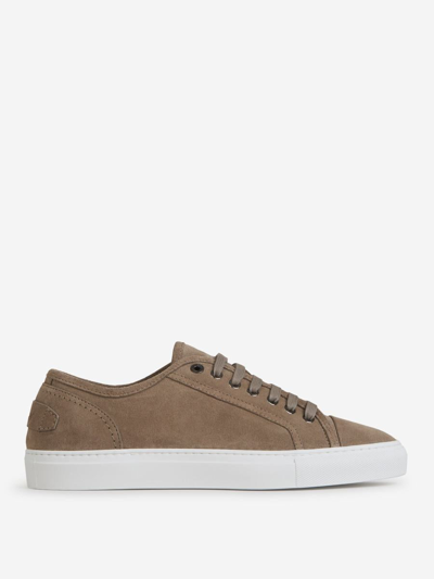 Brioni Suede Leather Sneakers In Taupe