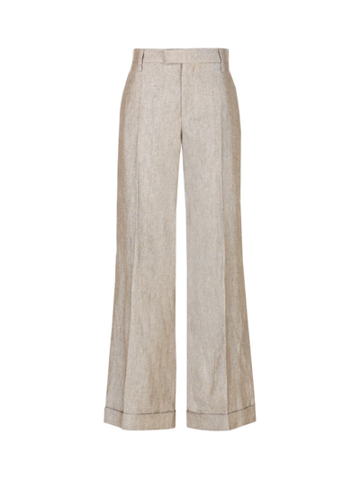 Brunello Cucinelli Trousers In Brown/silver