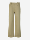Burberry Cotton Wide Leg Pants With Belt Loops In Verd Militar