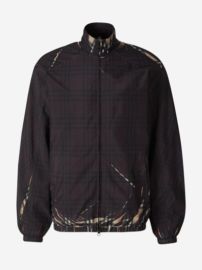 Burberry Sliced Check Jacket In Black