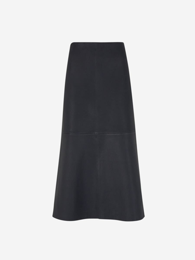 By Malene Birger Simoas Leather Midi Skirt In Negre