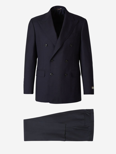 Canali Cashmere Plain Suit In Blau Nit