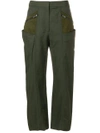 STELLA MCCARTNEY STELLA MCCARTNEY CONTRAST POCKET CROPPED TROUSERS - GREEN,490578SIA0312256738