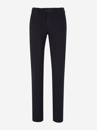 Canali Cotton Chino Trousers In Blau Nit