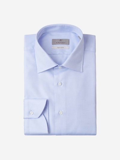 Canali Cotton Wool Shirt In Blue
