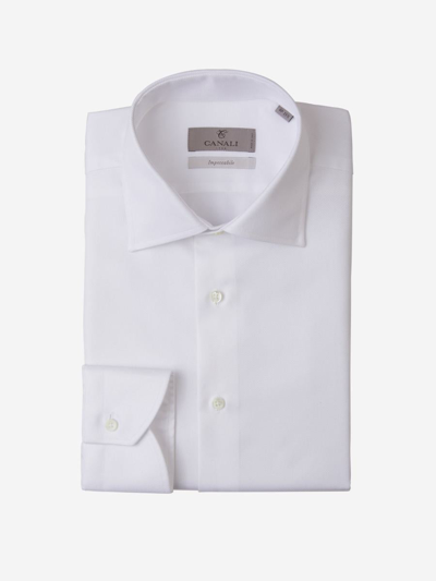Canali Cotton Wool Shirt In Blanc