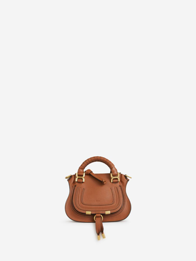 Chloé Marcie Mini Double Carry Tote Bag In Marró